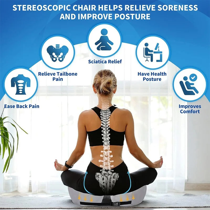 Ergonomic Seat Cushion with Memory Foam and Adjustable Straps for Office and Car Seats