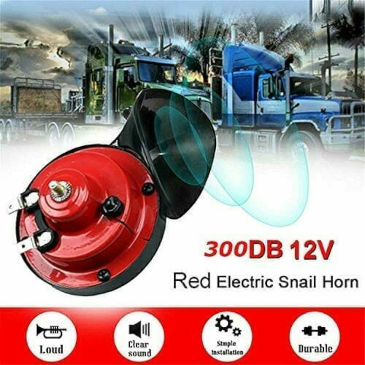 300dB Train Horn with Built-In Compressor and Snail Chamber for 12V Vehicles