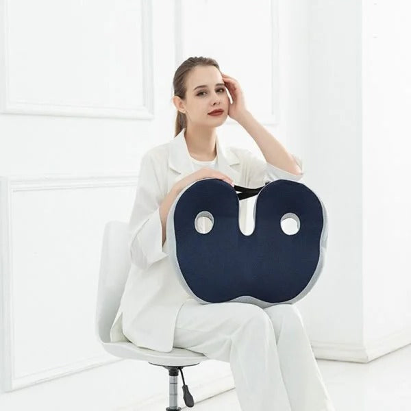 Ergonomic Seat Cushion with Memory Foam and Adjustable Straps for Office and Car Seats