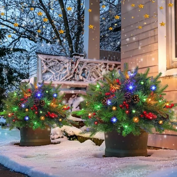 LED Holiday Spray with Warm White Lights and Timer for Urn Fillers