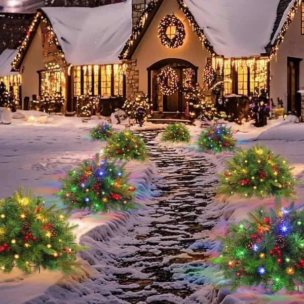 LED Holiday Spray with Warm White Lights and Timer for Urn Fillers