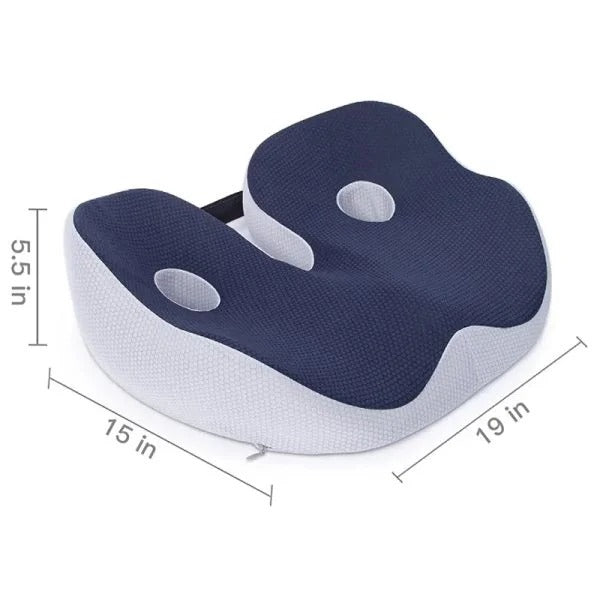 Ergonomic Seat Cushion with Memory Foam and Adjustable Straps for Office and Car Seats