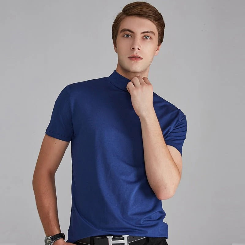 Mens Turtleneck Shirt with Cotton Blend Fabric and Full Length Sleeves, 5 Colors