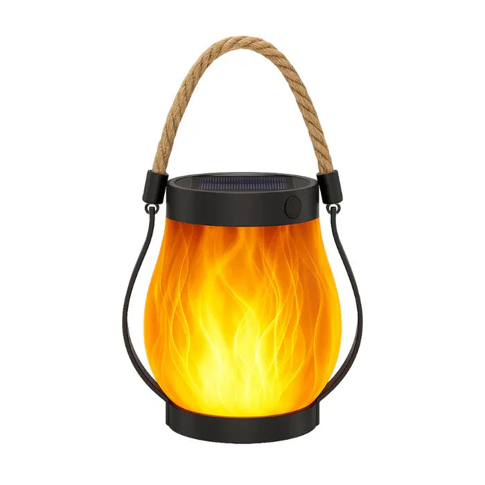 Flame Effect Solar Lantern with Dual Light Modes and USB Charging