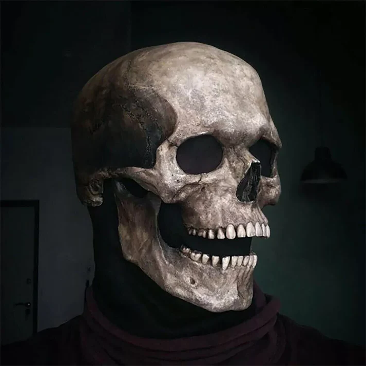 Full Head Skull Mask with Movable Jaw and Realistic Expressions