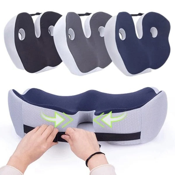 Ergonomic Seat Cushion with Memory Foam and Adjustable Straps for Office and Car Seats
