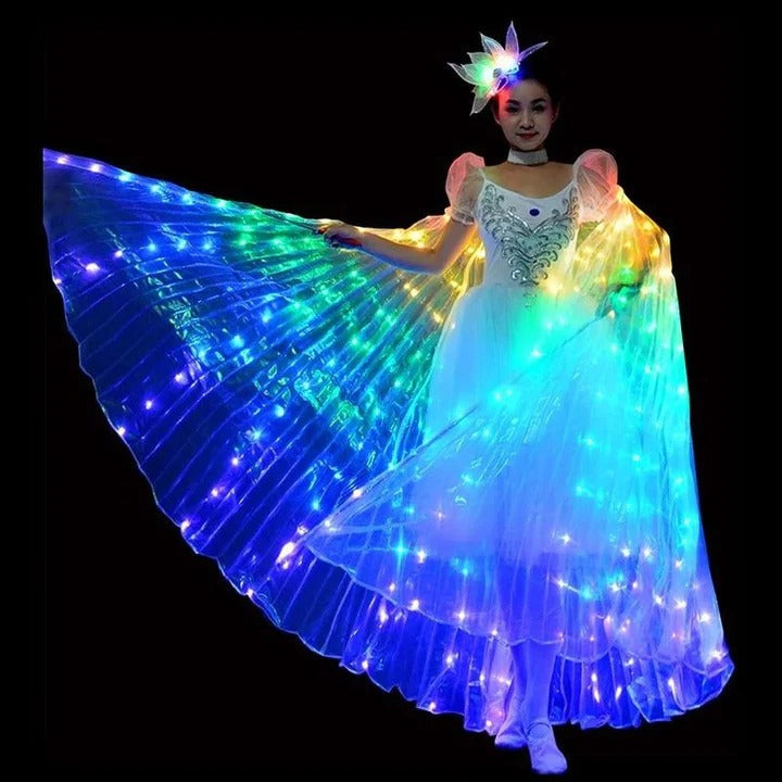Illuminated Butterfly Wings with Multicolor Edge Lighting and Adjustable Harness
