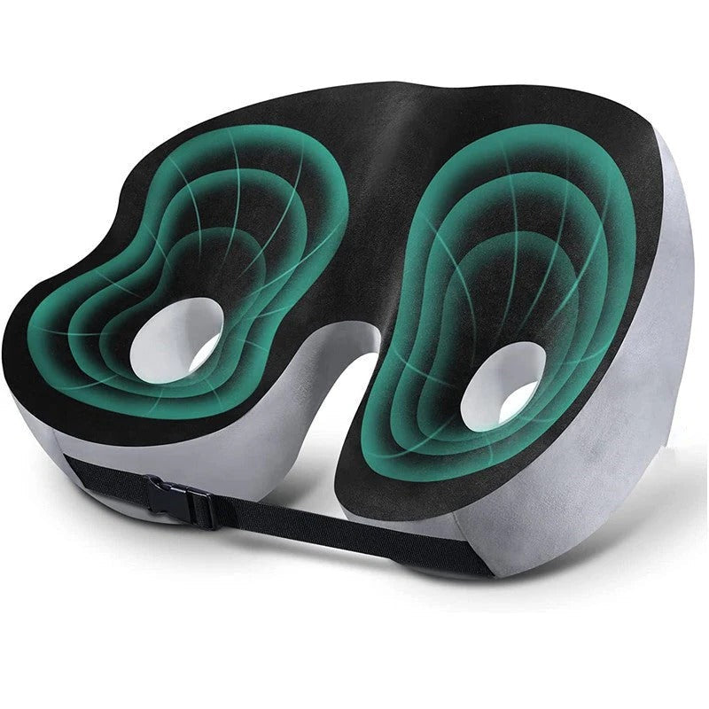Ergonomic Seat Cushion with Memory Foam and Adjustable Straps for Office and Car Seats