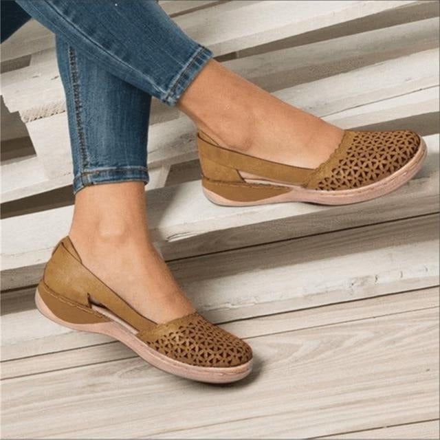 Wide Toe Box Ballet Flats with Hidden Heel and Non-Slip Sole