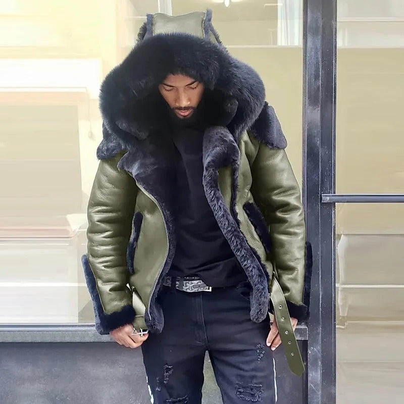 Mens PU Jacket with Wind Blocking and Water Resistant, Long Sleeves for Fall Winter Outdoor Activities