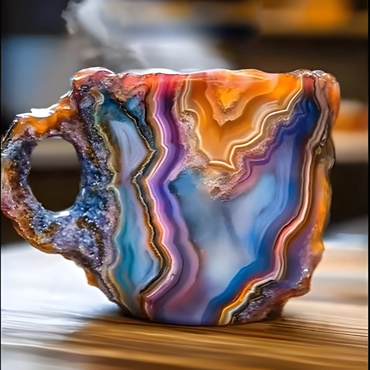 Crystal-Inspired Resin Coffee Mug with Ergonomic Handle and Dishwasher Safe Design