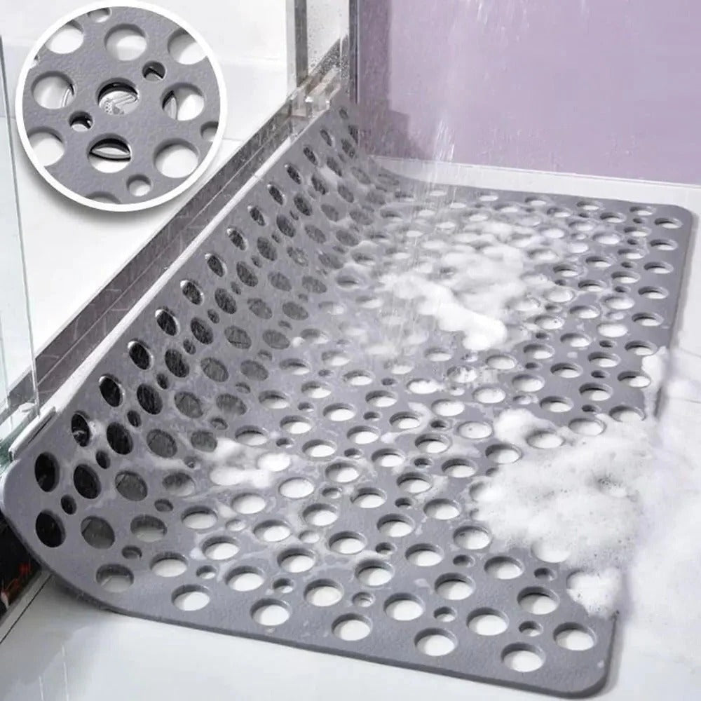 Textured Shower Mat with Perforated Drainage and Raised Pattern