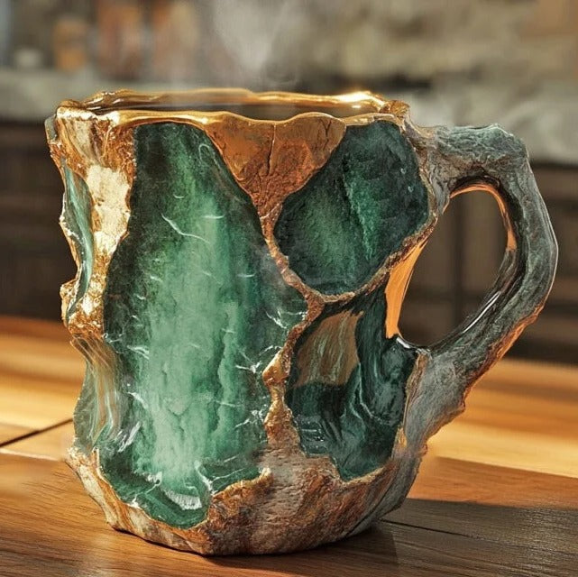 Crystal-Inspired Resin Coffee Mug with Ergonomic Handle and Dishwasher Safe Design