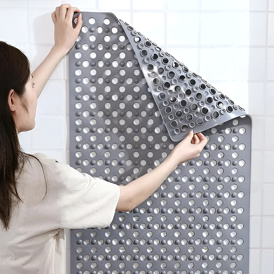 Textured Shower Mat with Perforated Drainage and Raised Pattern