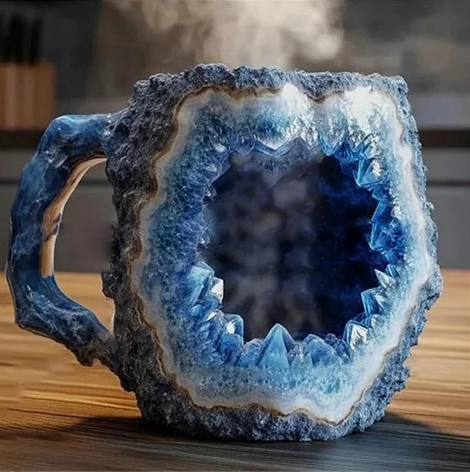 Crystal-Inspired Resin Coffee Mug with Ergonomic Handle and Dishwasher Safe Design