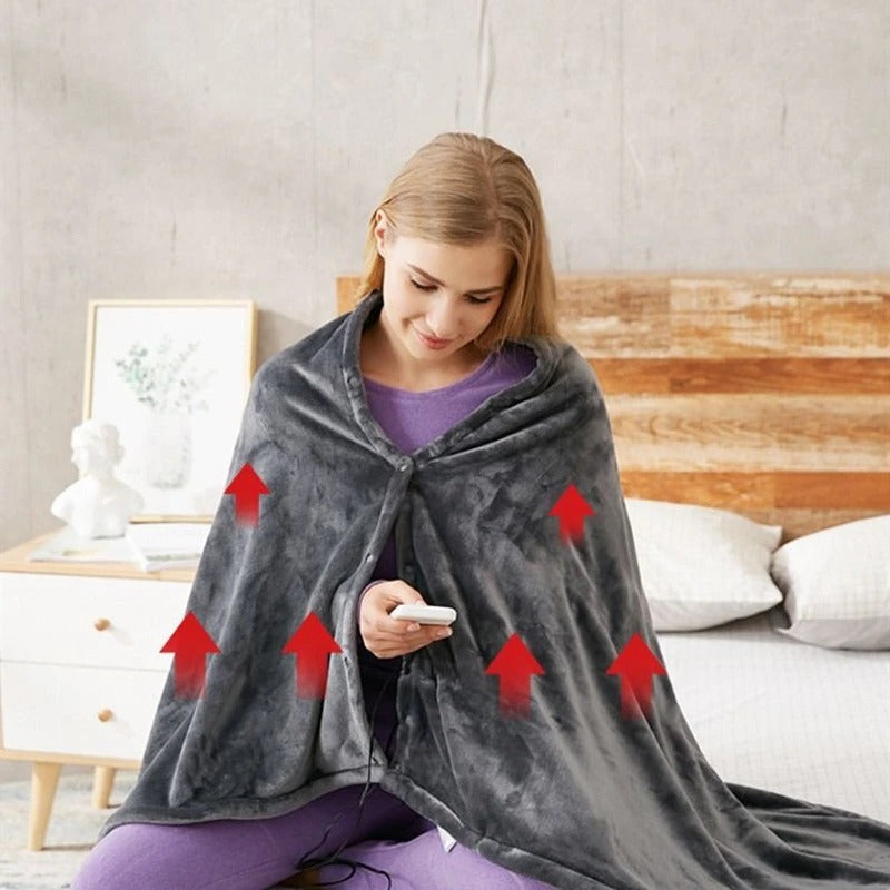 Electric Heated Blanket with Adjustable Temperature Control and Power Bank Support