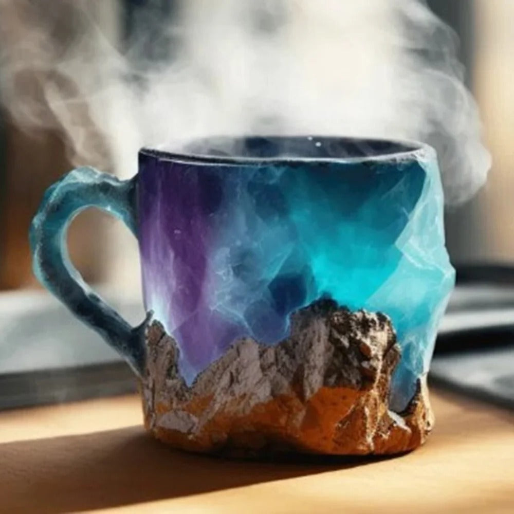 Crystal-Inspired Resin Coffee Mug with Ergonomic Handle and Dishwasher Safe Design