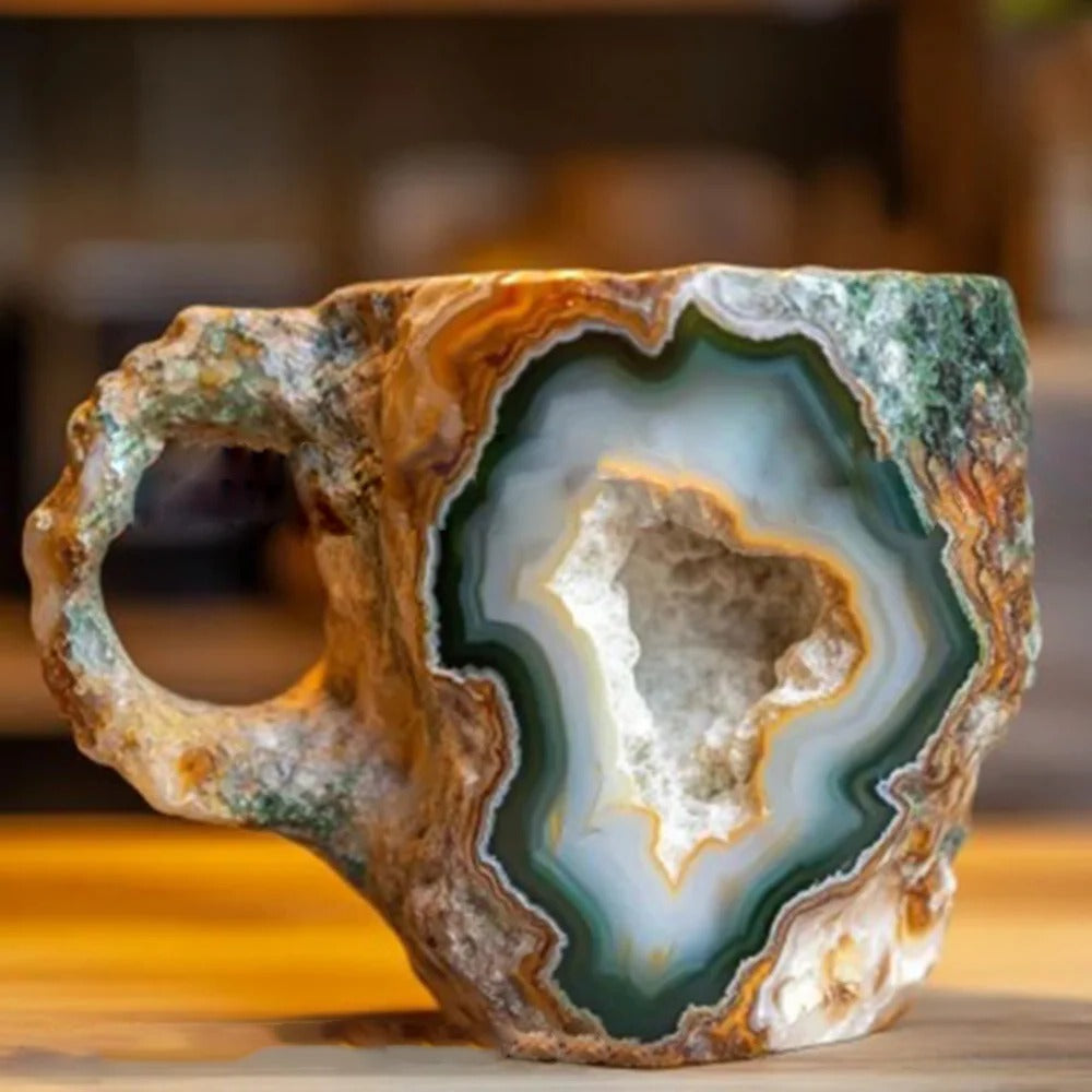 Crystal-Inspired Resin Coffee Mug with Ergonomic Handle and Dishwasher Safe Design