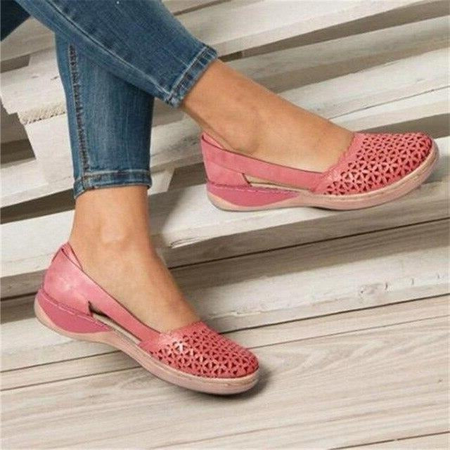 Wide Toe Box Ballet Flats with Hidden Heel and Non-Slip Sole