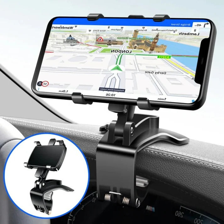 Dashboard Phone Holder with 360-Degree Rotation and Anti-Slip Grip Base