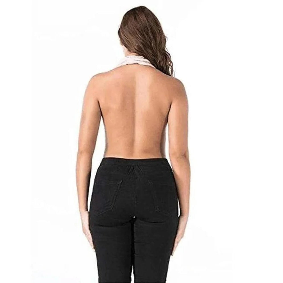 Terry Towel Bra with Open Back Design and Adjustable Elastic Cord