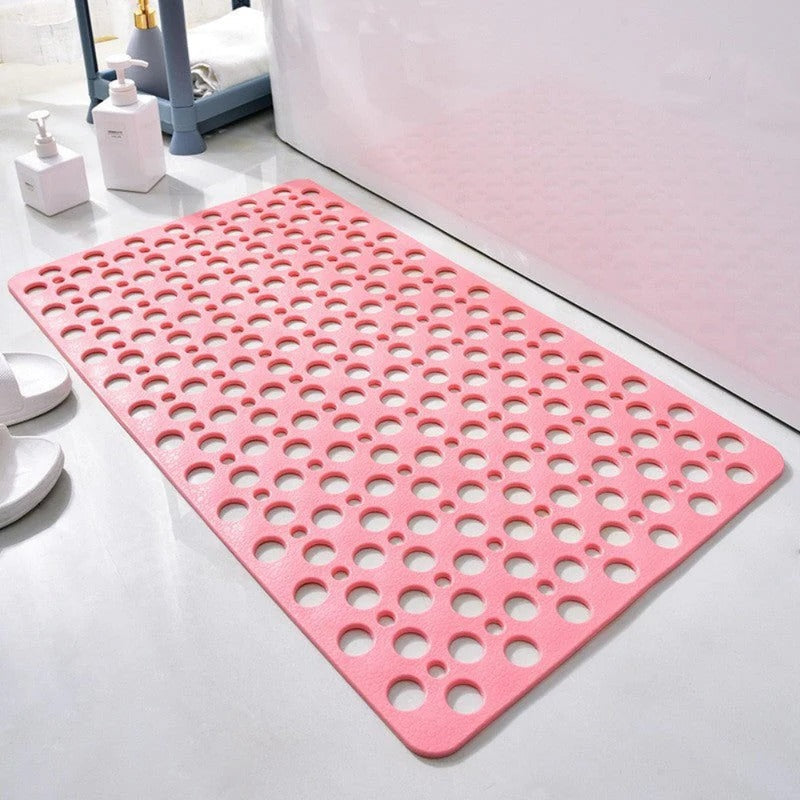 Textured Shower Mat with Perforated Drainage and Raised Pattern