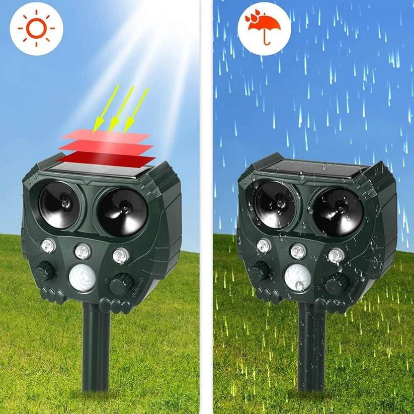 Motion Activated Animal Repellent with Ultrasonic Waves and Infrared Light for Cats, Foxes, Rats and Squirrels