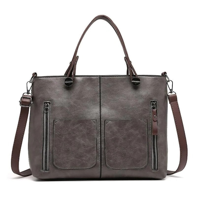 Zippered Handbag with Multiple Compartments and Adjustable Shoulder Strap