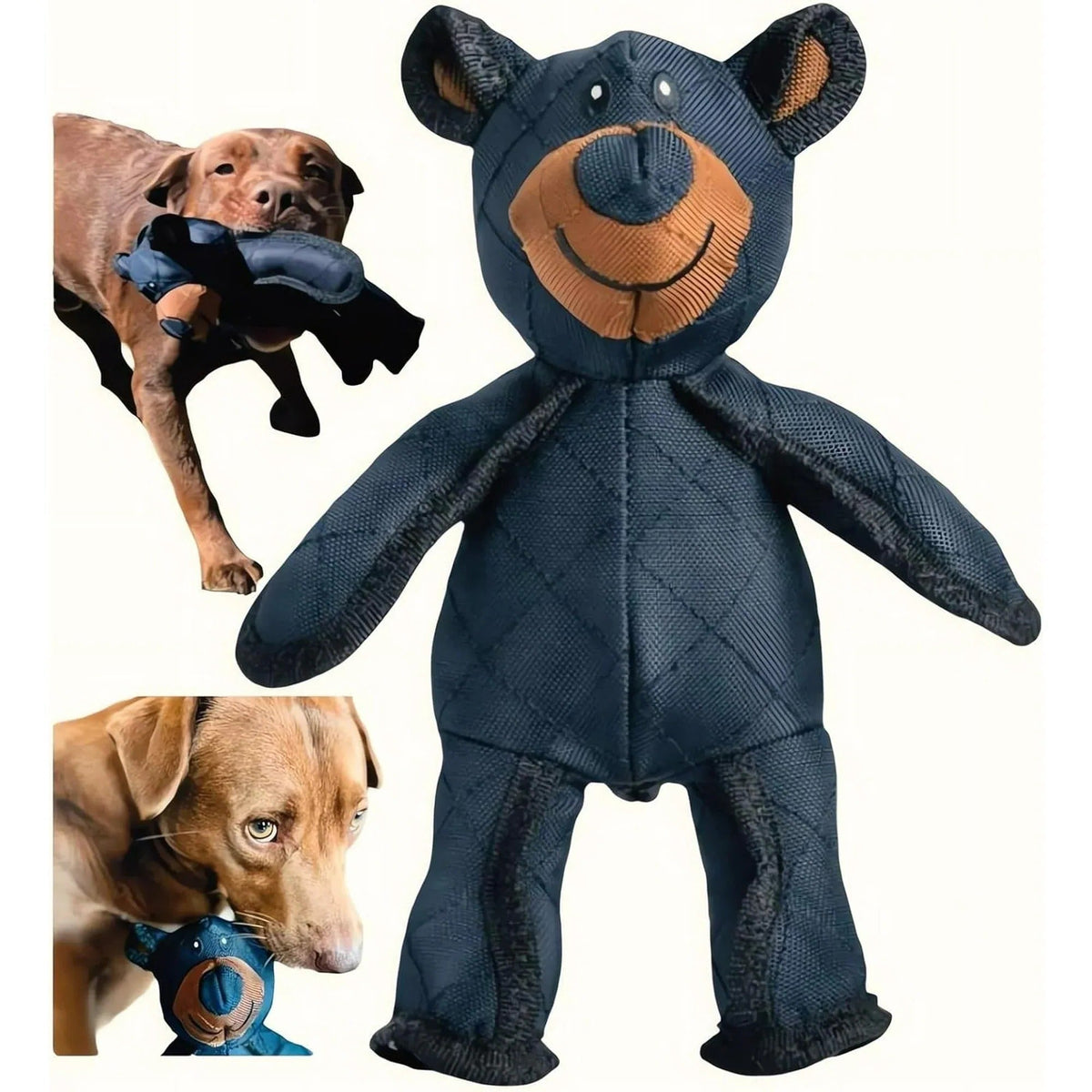 Bear Dog Toy with Internal Squeaker and Reinforced Stitching, Machine Washable