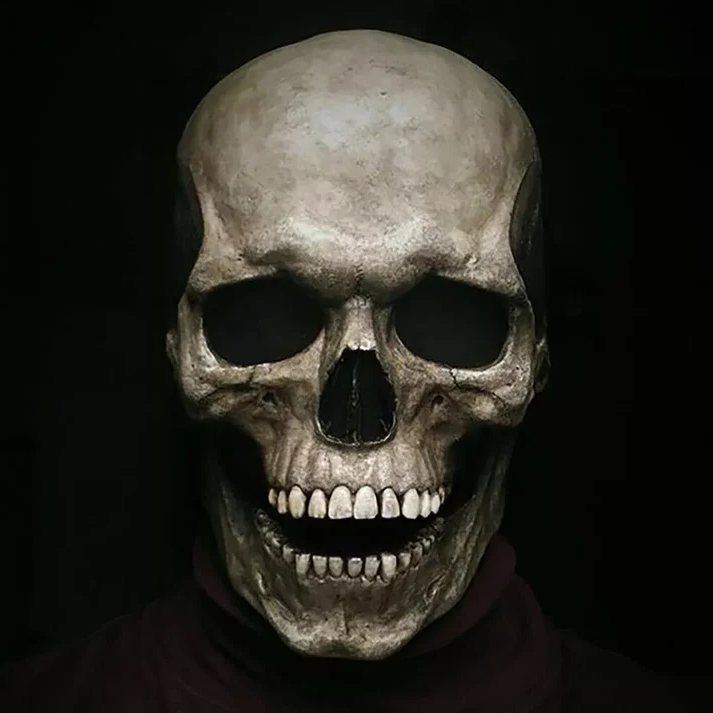 Full Head Skull Mask with Movable Jaw and Realistic Expressions