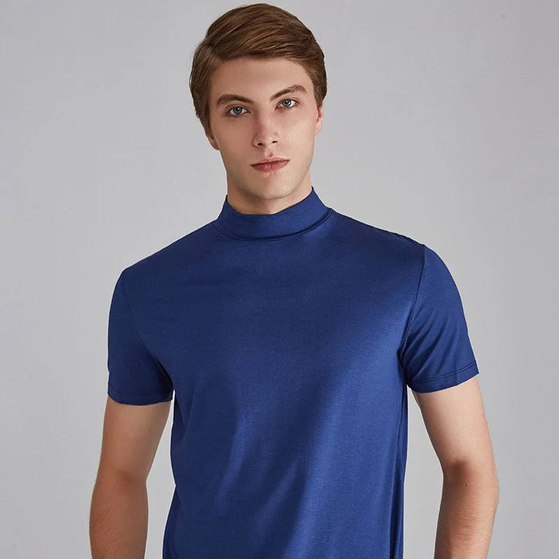 Mens Turtleneck Shirt with Cotton Blend Fabric and Full Length Sleeves, 5 Colors