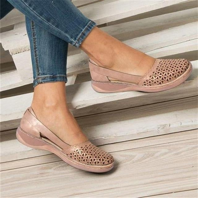 Wide Toe Box Ballet Flats with Hidden Heel and Non-Slip Sole