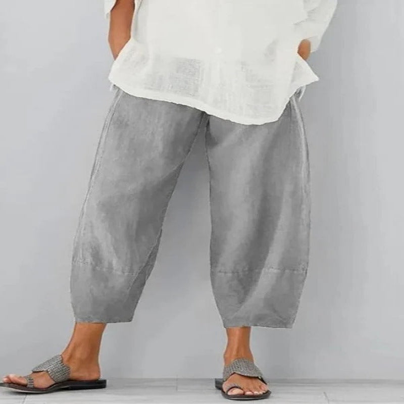 Straight Leg Linen Pants with Breathable Natural Fibers for Women