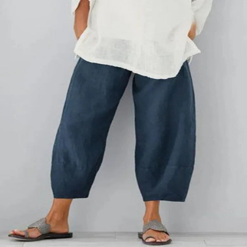 Straight Leg Linen Pants with Breathable Natural Fibers for Women