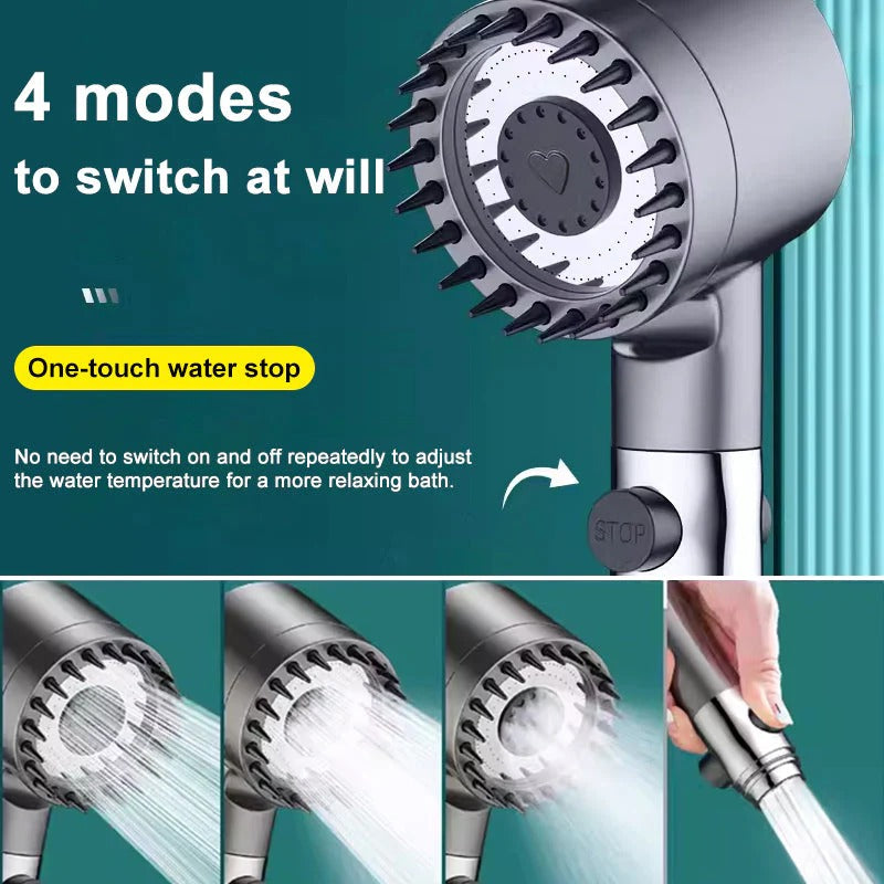High Pressure Showerhead with Nine Layer Filtration and Push Button Control