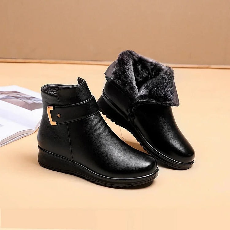 Ankle Boots with Orthopedic Sole and Wool Lining, Lace-Up Closure