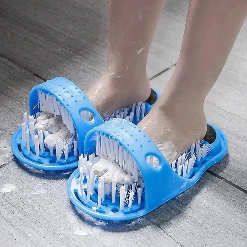 Hands Free Foot Scrubber with Non-Slip Base and Contoured Bristles