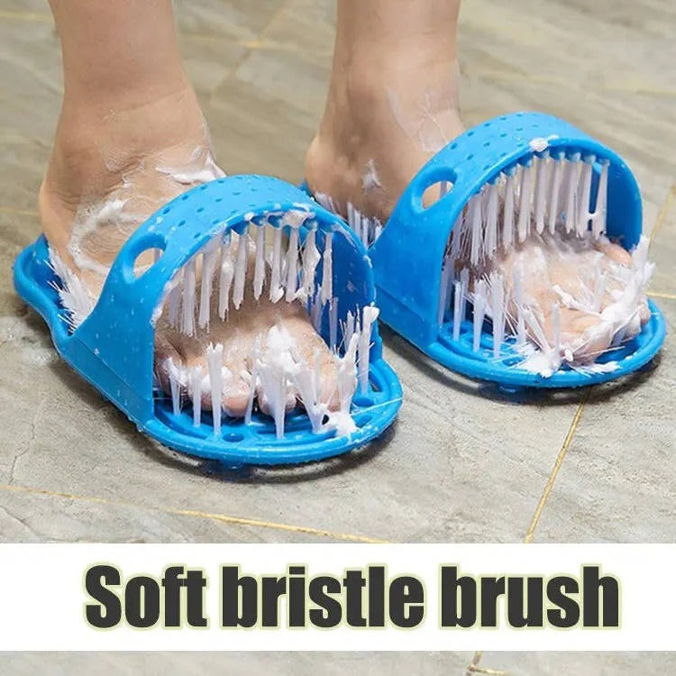 Hands Free Foot Scrubber with Non-Slip Base and Contoured Bristles
