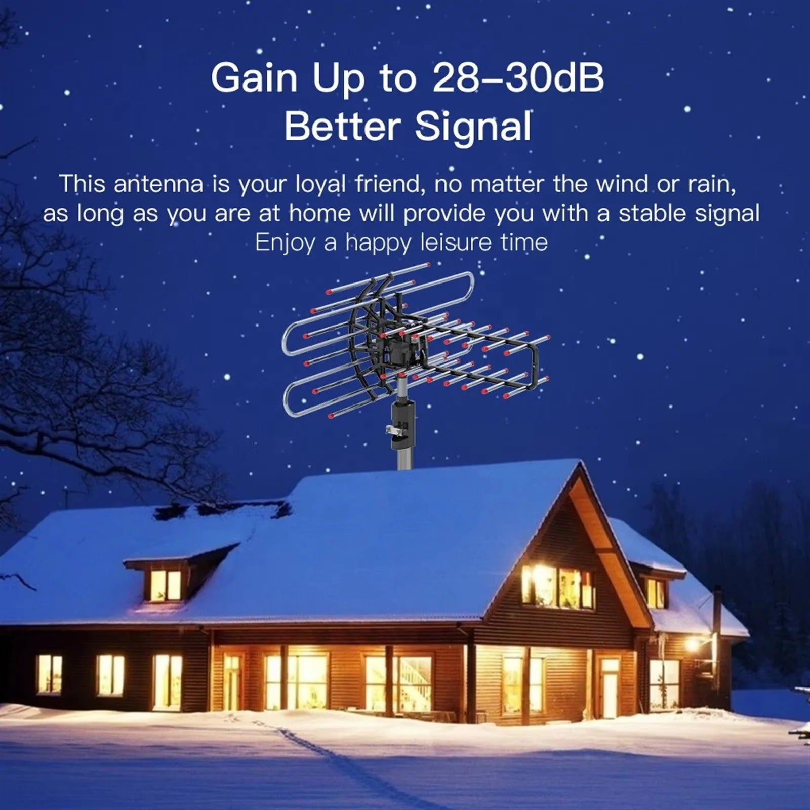 Dual Frequency TV Antenna with 360-Degree Rotation and Dual Outputs