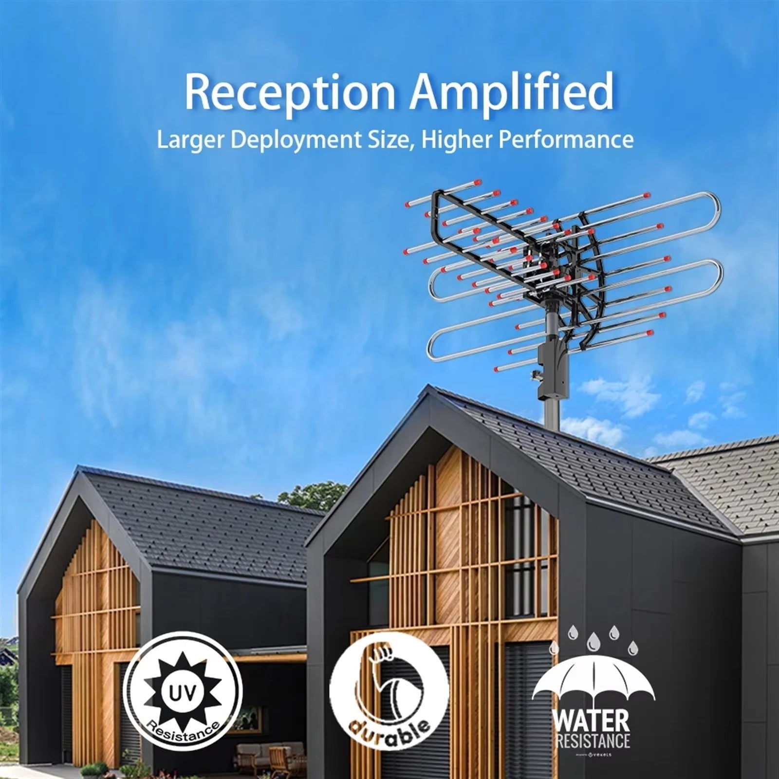 Dual Frequency TV Antenna with 360-Degree Rotation and Dual Outputs