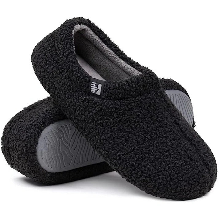 Fleece Slipper with Memory Foam Footbed and Closed Back, Non-Slip Rubber Sole