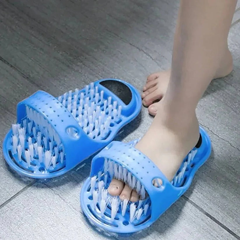 Hands Free Foot Scrubber with Non-Slip Base and Contoured Bristles