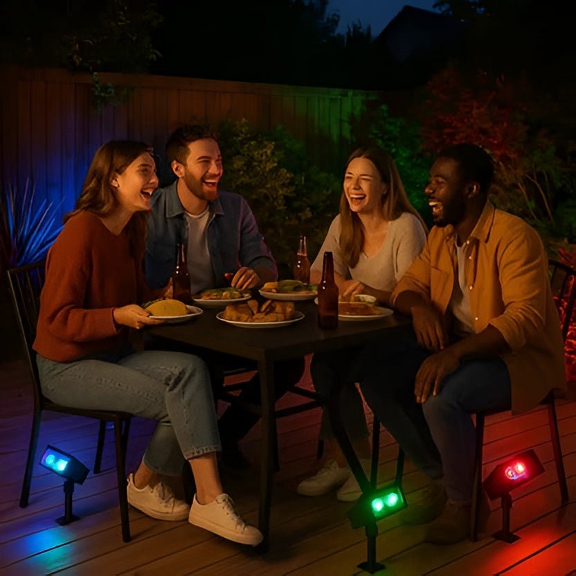 Outdoor Solar Spotlight with Adjustable Zoom Lens and RGB Color Options - Alverraliving