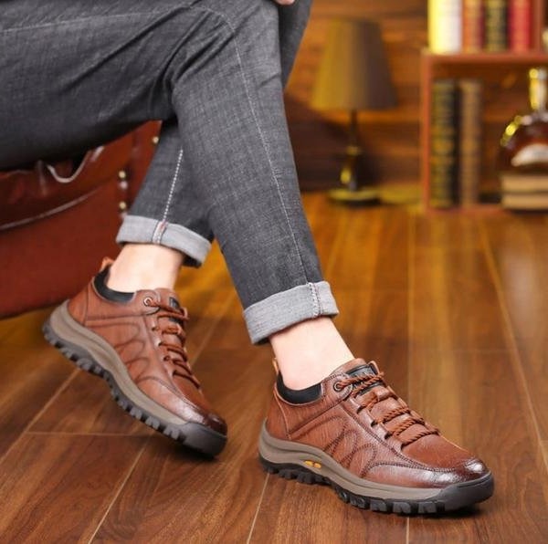 Mens Ergonomic Walking Shoes with Three Arch Support and Rubber Grip Sole
