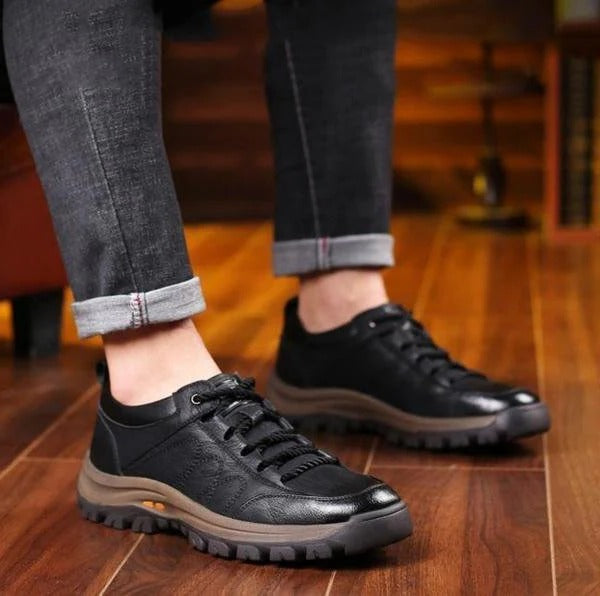 Mens Ergonomic Walking Shoes with Three Arch Support and Rubber Grip Sole