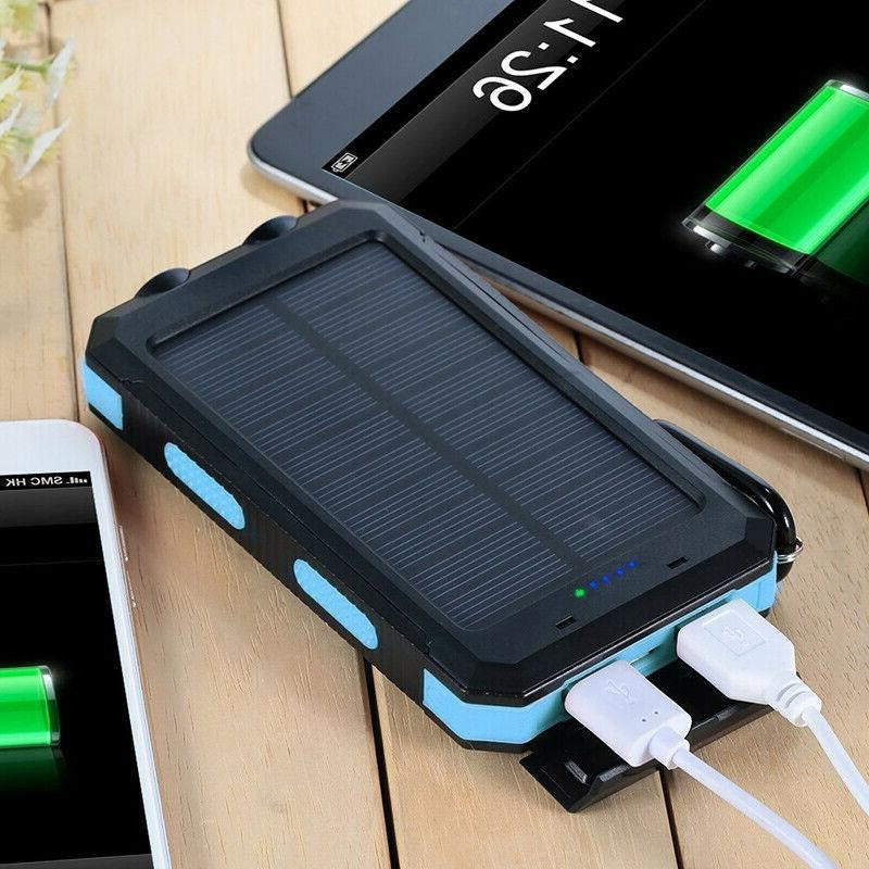 Solar Power Bank 500000mAh with Dual USB Ports and LED Flashlights, IP44 Splash Protection