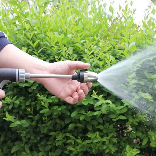 Long Handle Garden Hose Nozzle with Three Spray Patterns and Flow Lock