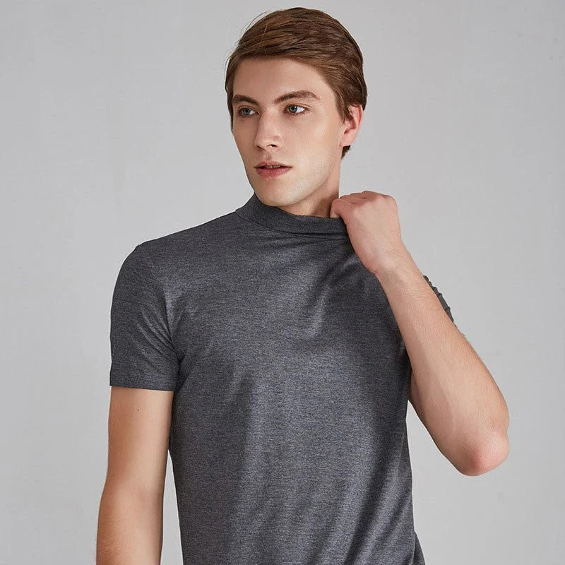 Mens Turtleneck Shirt with Cotton Blend Fabric and Full Length Sleeves, 5 Colors