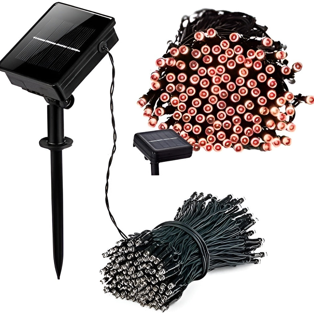 Solar LED Fairy Light String with 100 Bulbs and Automatic Dusk Activation, 17 Meters