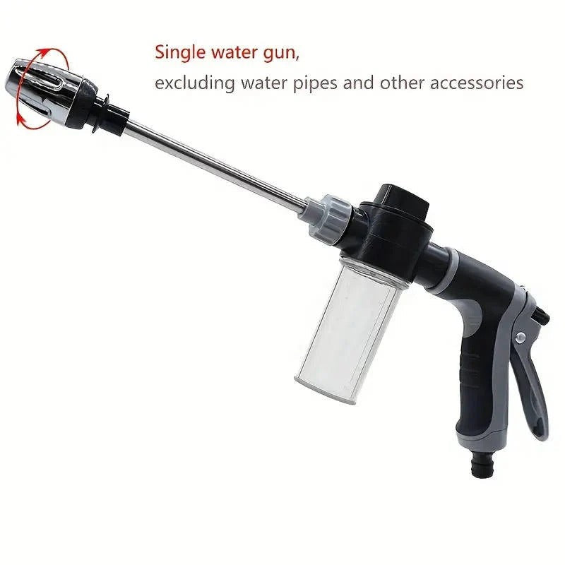 Long Handle Garden Hose Nozzle with Three Spray Patterns and Flow Lock